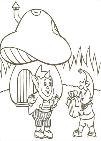 Noddy Brings A Present For Big Ears  Coloring Page